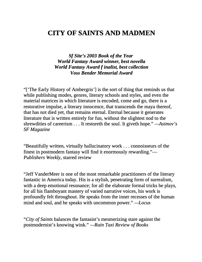 City of Saints And Madmen