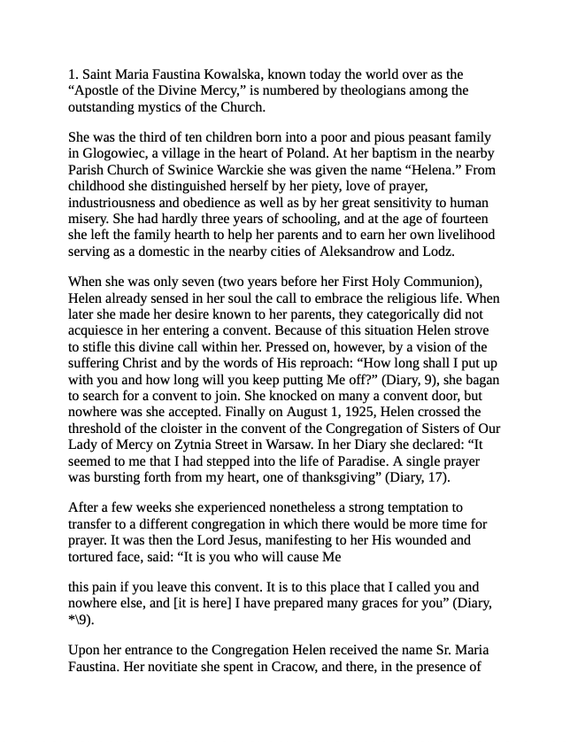 Diary of Saint Maria Faustina Kowalska