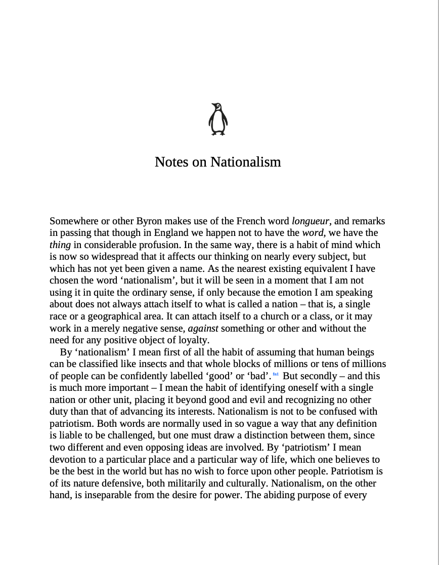 Notes on Nationalism