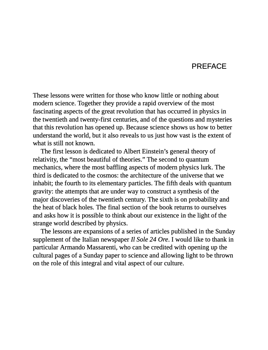 Seven Brief Lessons on Physics