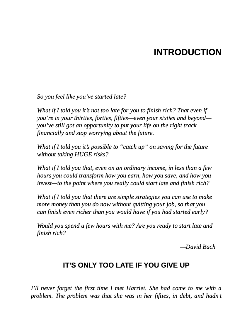 Start Late, Finish Rich