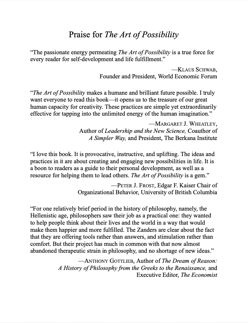 The Art of Possibility