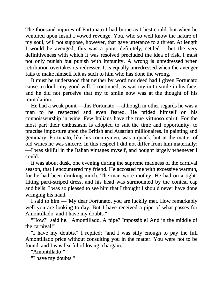 The Cask of Amontillado