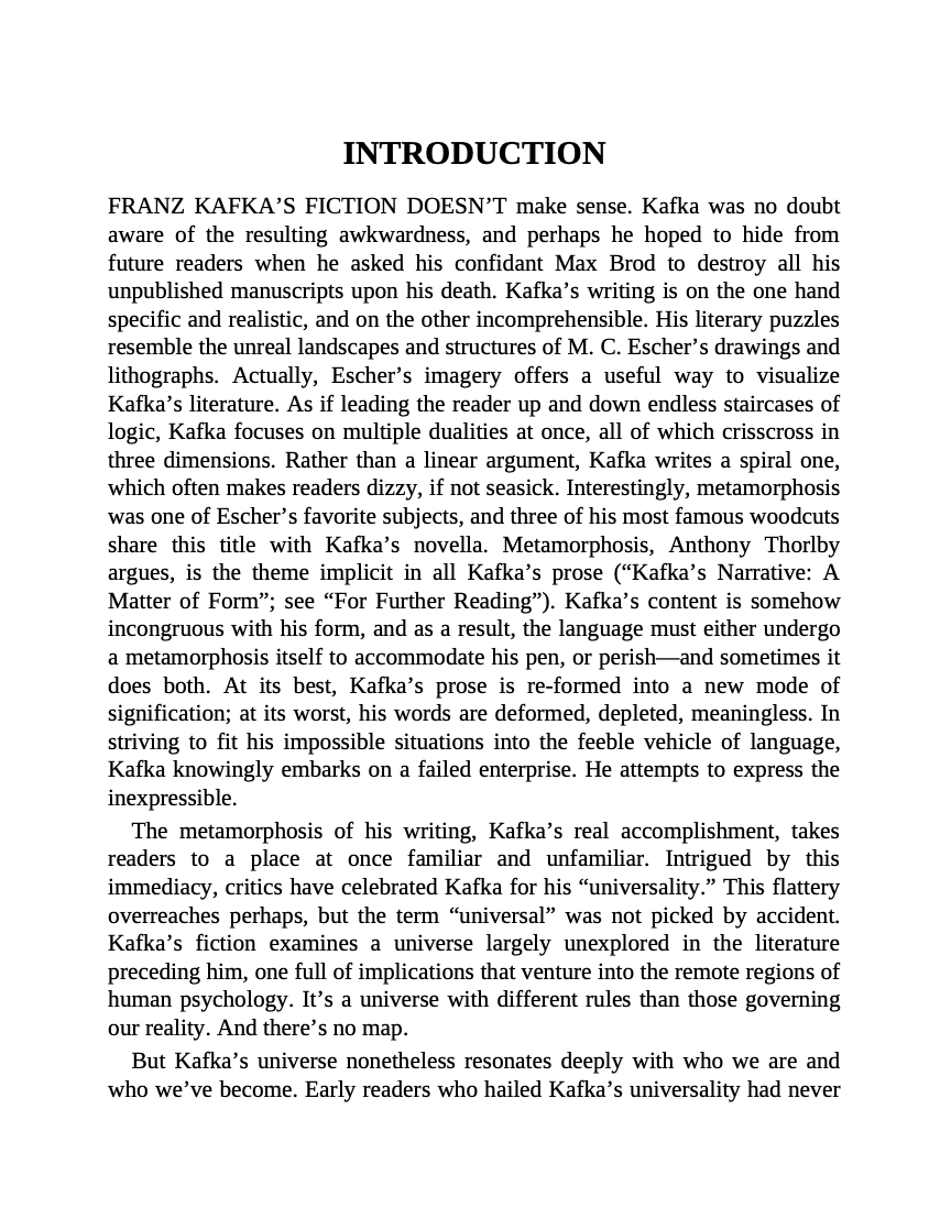 The Metamorphosis and Other Stories