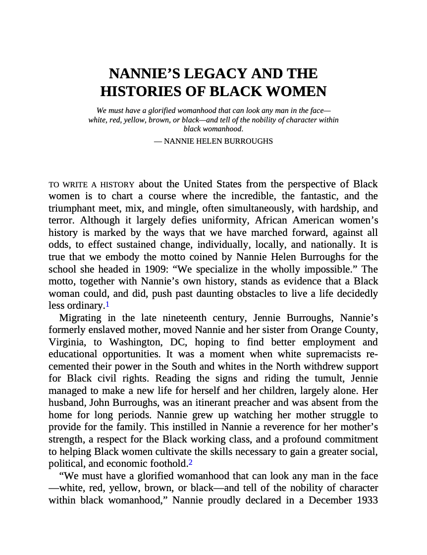 A Black Women's History of the United States