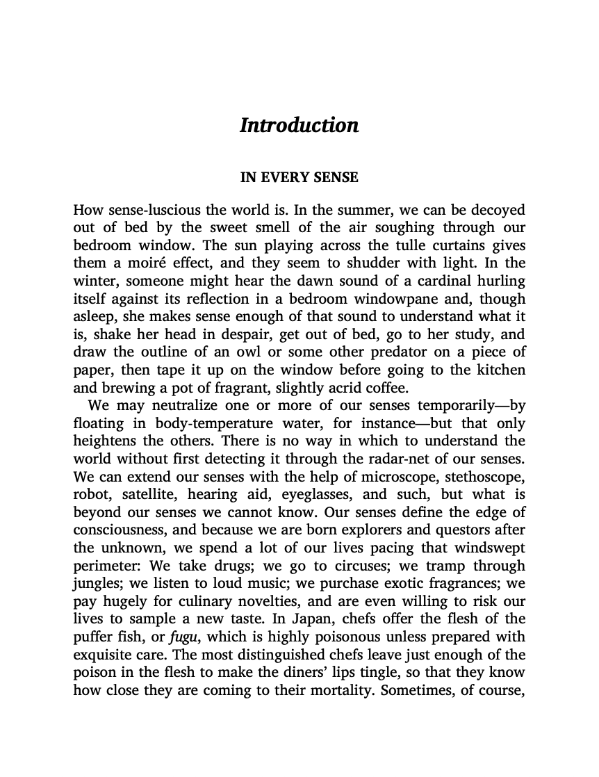 A Natural History of the Senses