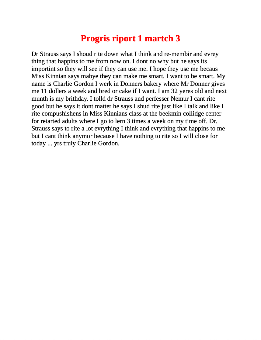 Flowers for Algernon