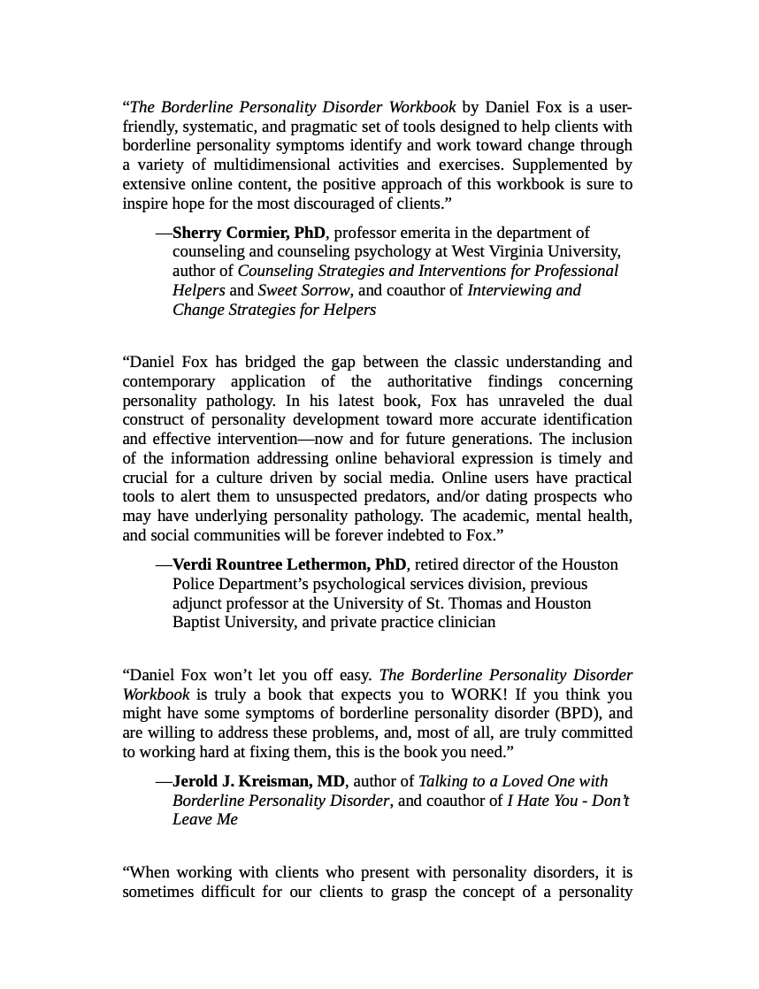 The Borderline Personality Disorder Workbook