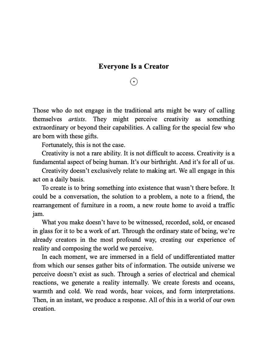 The Creative Act: A Way of Being