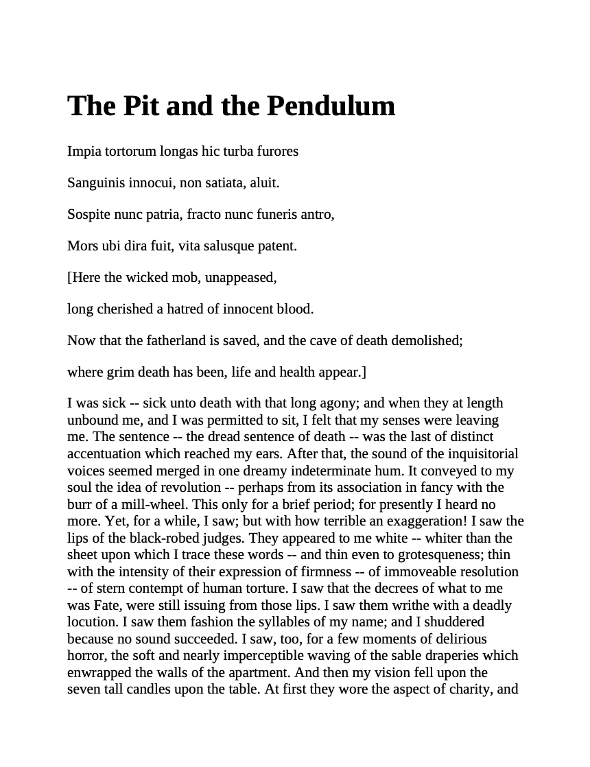 The Pit and the Pendulum and Other Stories